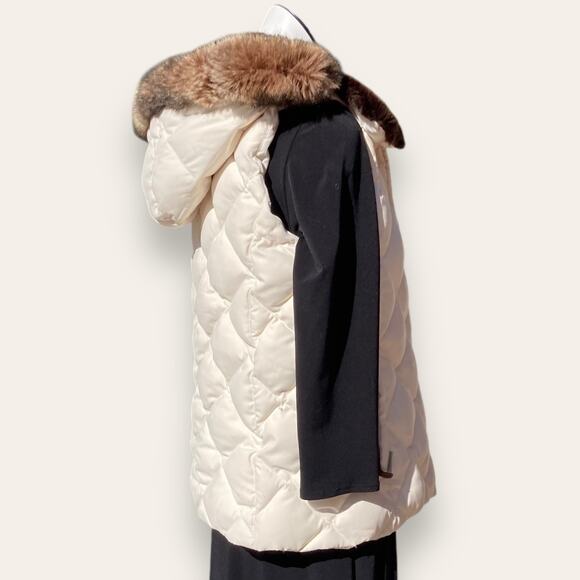 RALPH LAUREN Puffer Vest Small Faux Fur Hood Down Quilted Zip - Picture 3 of 7